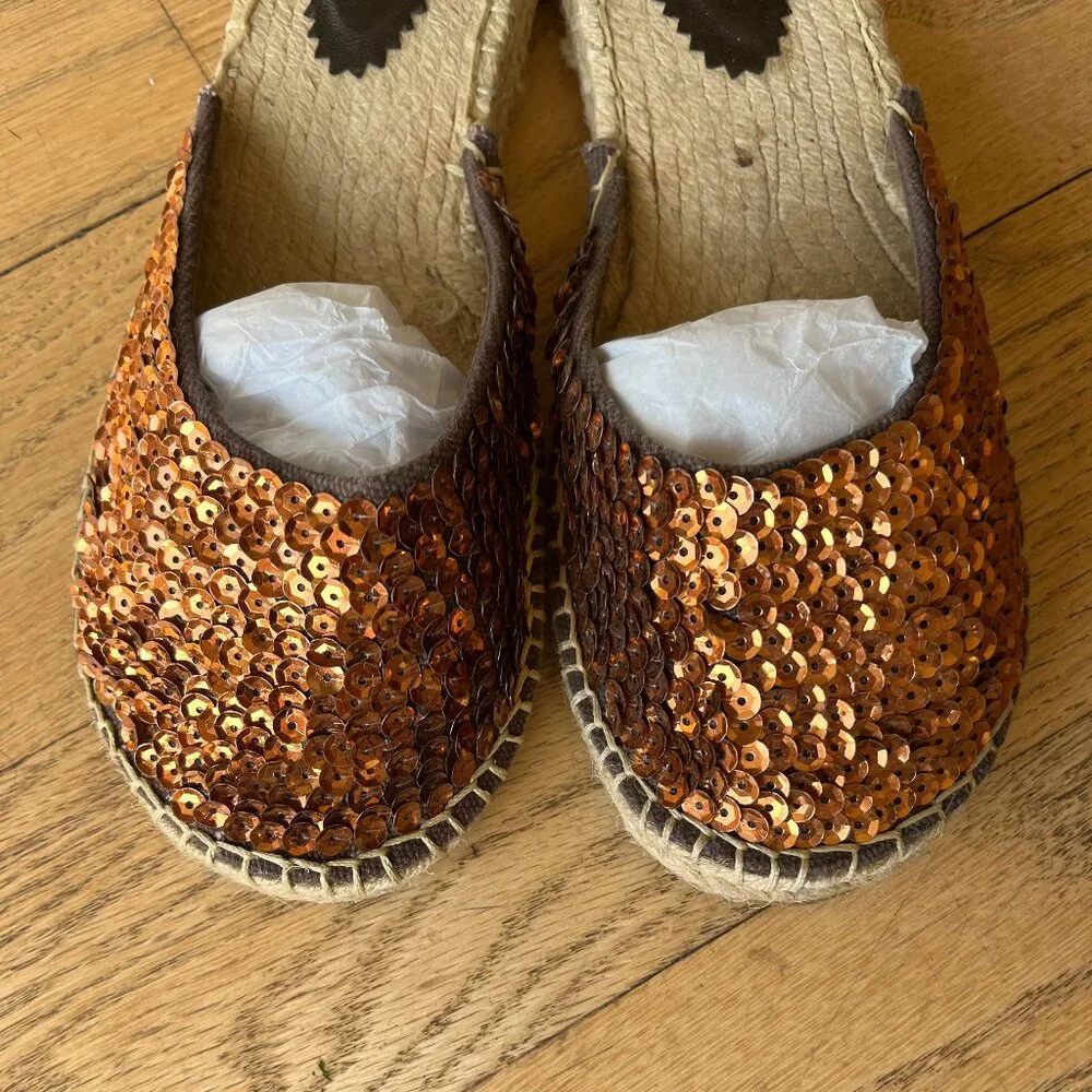 Aldo Sequined Espadrille Slides, Size 7.5